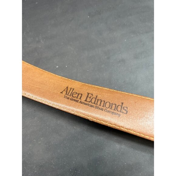 Allen Edmonds Brown Leather Belt With Silver Buckle 100/40 Made In USA Mens Clas - Picture 10 of 11